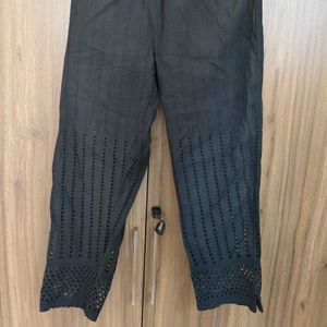 Black Colored Cotton Net Pants