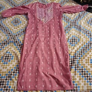 Beautiful Pink Kurta In Khadi Cotton