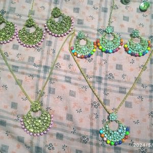 Combo Of 2 Necklace With Earrings And Mangtika