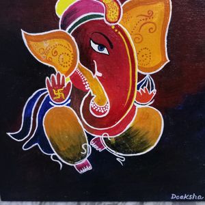 Ganesh Ji Canvas Board Acrylic Painting