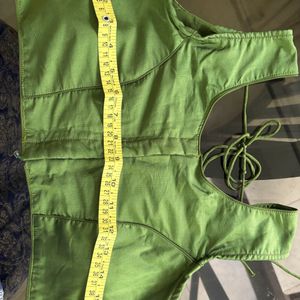 Olive Green Sleeveless Slightly Padded Blouse