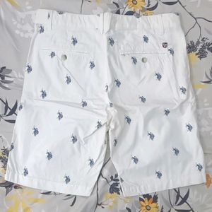 U.S. Polo Assn. White Logo Printed Shorts