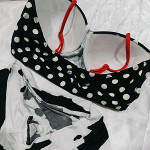 Imported Polka Dots Bra With Thong Penty