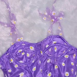 Lilac Daisy Painted Corset