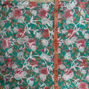 Koskii Sea Green Floral Print Sharara Set