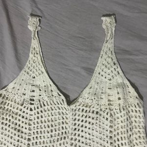 V-Neck Crochet Knit Eyelet Tank Top