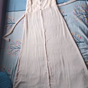 Beige Long Flare Dress