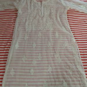 White Chikankari Festive Kurti