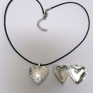 Big Silver Heart  Engraved Opening Photo Pendant