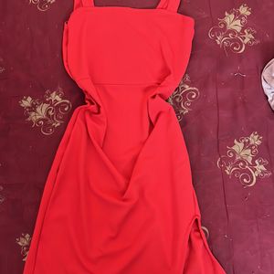 Red Bodycon Dress With A Slit