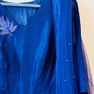 Navy blue party wear dress with dupatta