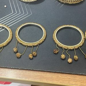 Golden Bangles With Latkan