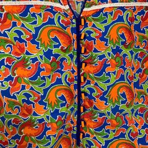 Floral Kurta Multicolour Orange Blue