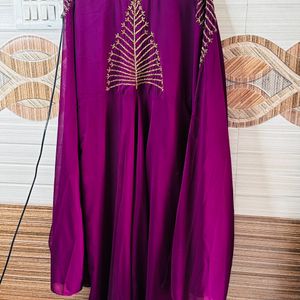 Purple Gown With Long Sleeves