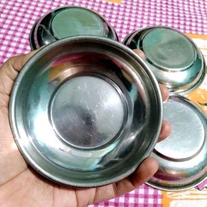 Combo Of 4 Halwa Plates (Small Steel Bowl/Plates)