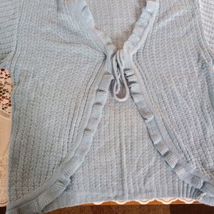 LIGHT BLUE FIRREL CARDIGAN