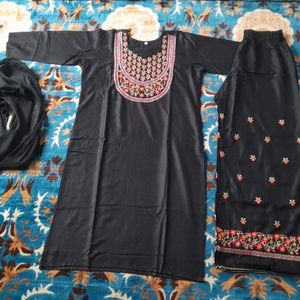 Embroidered Black Kurta Plazo Set