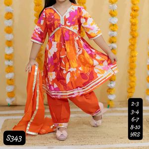 GIRLS KURTI AFGANI AND DUPATTA SET*