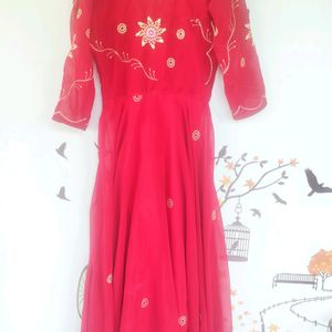 Red Plain Anarkali Suit- Valentine Day🎁♥️💐