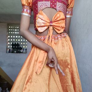 Orange Lehenga Choli With Red Blouse