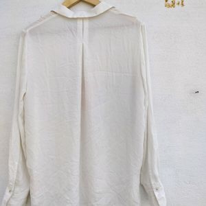 Mango Basic Chiffon White Shirt