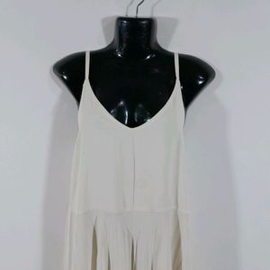 Cream Flared Long Dress