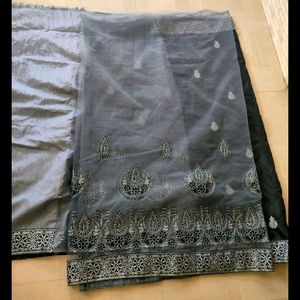 Black And Grey Partywear Saree 🖤