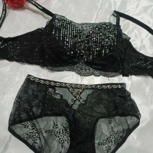 Imported Designer Bra Penty Set With Diamonds