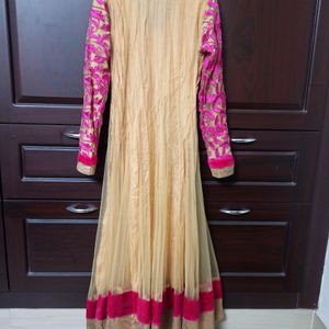 Flared Beige Pink Gown Or Anarkali