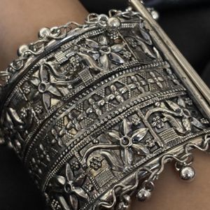 Bohemian Silver Adjustable Bracelet / Hand Cuff