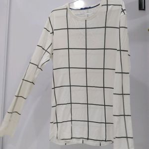 Men's White Checks Tshirt