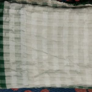 Green & White Saree