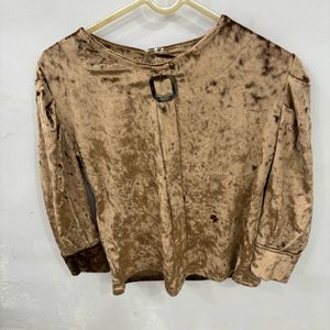 Brand New Velvet Never Worn Tan Color Top