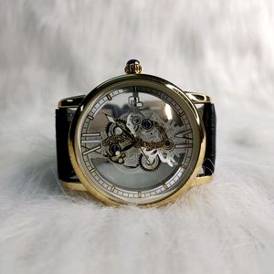 Stylish GOLDEN colour Leather Strap Watch