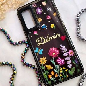 Hand Embroidered Couple Name Mobile Cover