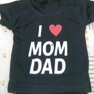 Mom Dad Printed Baby Dress