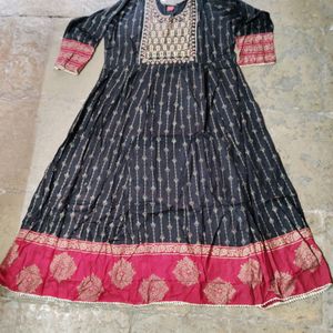 Golden Printed Anarkali Kurti