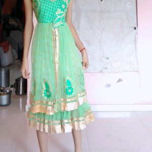 Detailing Green Net Dress