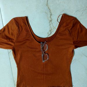 brown Crop Fancy Top