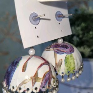 German Silver jhumka | Purple Color