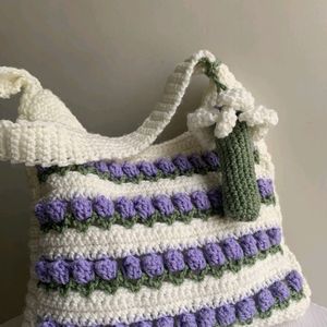 Crochet Levender Tulip Shoulder Bag