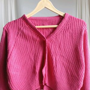 Pink Crop Cardigan