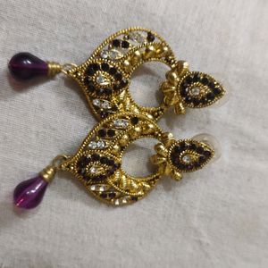 Purple And Golden jhumka