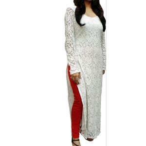 Ankle Length Kurti Round Neck Colour White