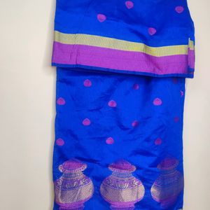 Royal Blue Chanderi Cotton Saree