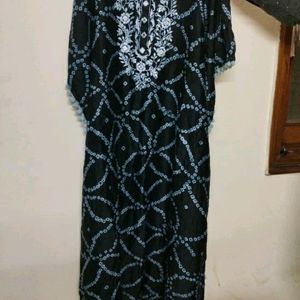 Bandhej Chikankari Embroidered Kaftan