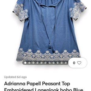 ADRIANNA PAPELL BOHO EMBROIDERED LAGENLOOK TOP