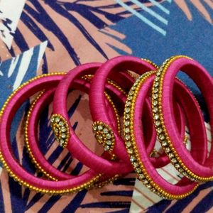 Handmade Pink Thread Bangles (Check Description)