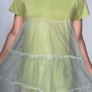 Korean Green Summer Mesh Dress