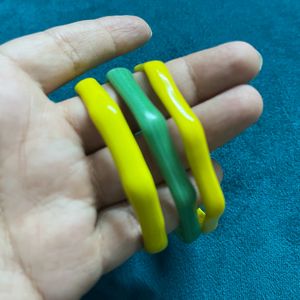 Yellow And Green Combo Lac Bangles